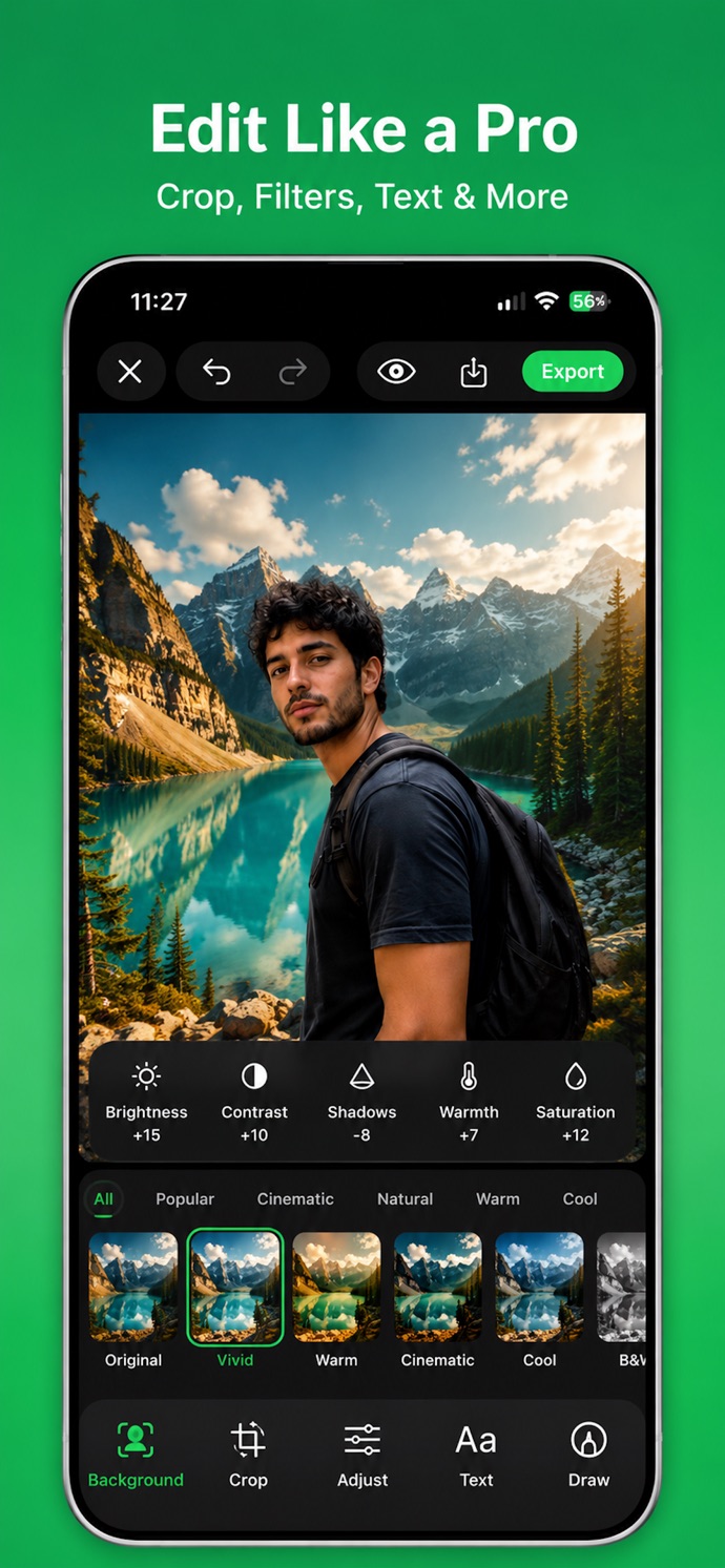 BG Remover App Store screenshot: full editor