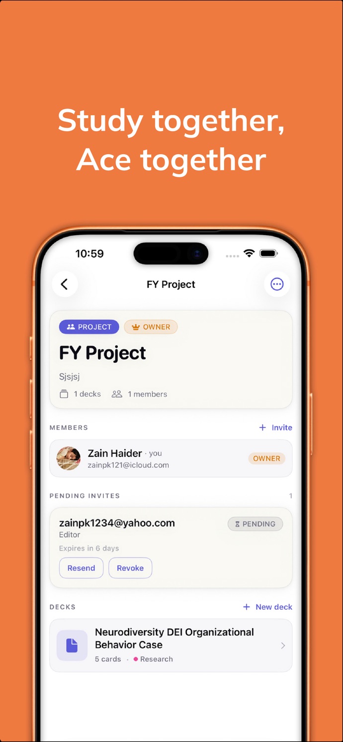 PaperFlip App Store screenshot: shared study projects