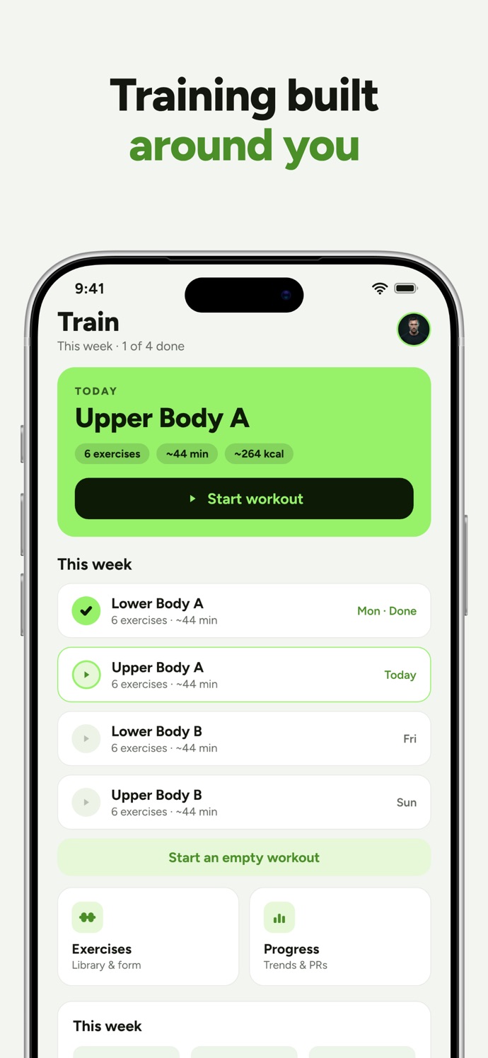 Vitalume App Store screenshot: training plan built around you
